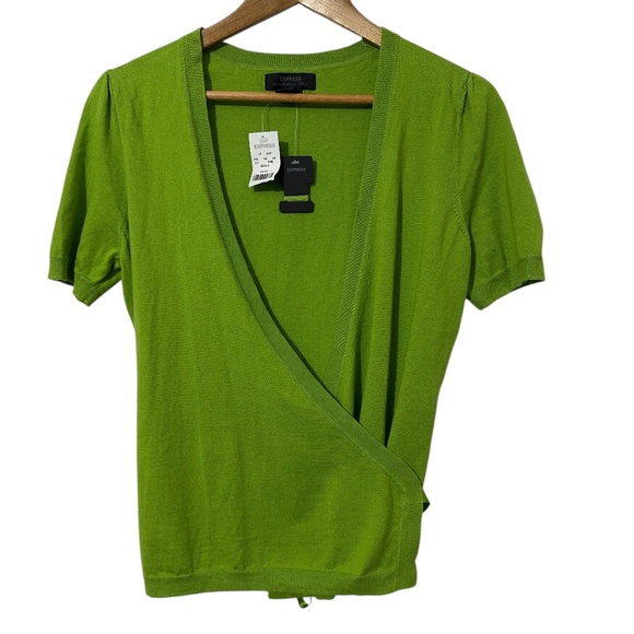 NWT Express Cotton Cashmere Blend Wrap Front Sweater Ribbon Belt Womens Size M - Picture 5 of 5